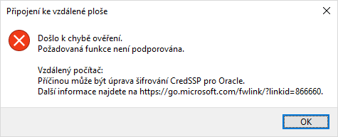 RDP error u uzivatele s jiz nainstalovanou zaplatou